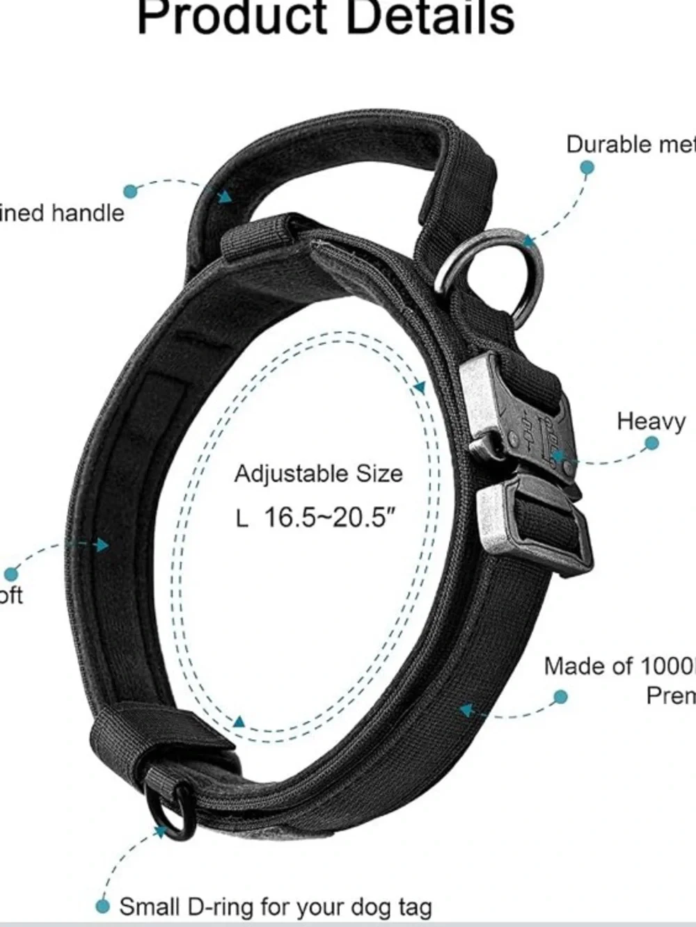 Oebeesa Tactical Dog Adjustable Collar- Size L- BNWOT